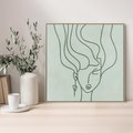 Obraz w ramie 50x50 - Spokojne Objęcia Natury - abstrakcja, zielony szkic - rama drewno