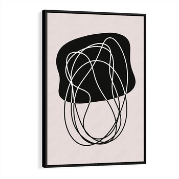 Obraz w ramie 50x70 - Abstrakcyjne Harmonie - abstrakcyjne szkicowane linie, minimalizm - rama czarna