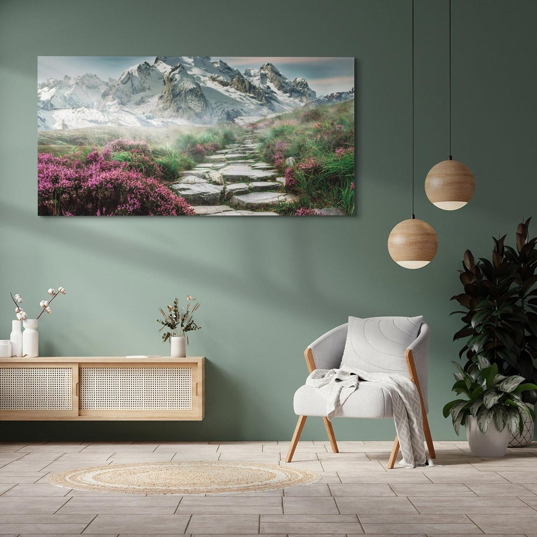 Obraz na płótnie 120x60 - Góry, Ścieżka, Kwiaty - Spacer wśród Przyrody - góry, ścieżka