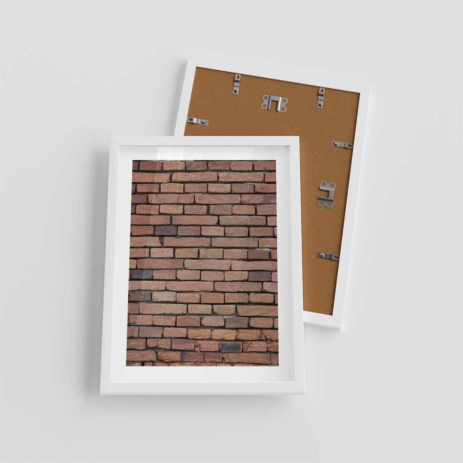 Plakat w ramie 30x40 - Mur cegieł: industrialny urok - cegły, mur - rama biała