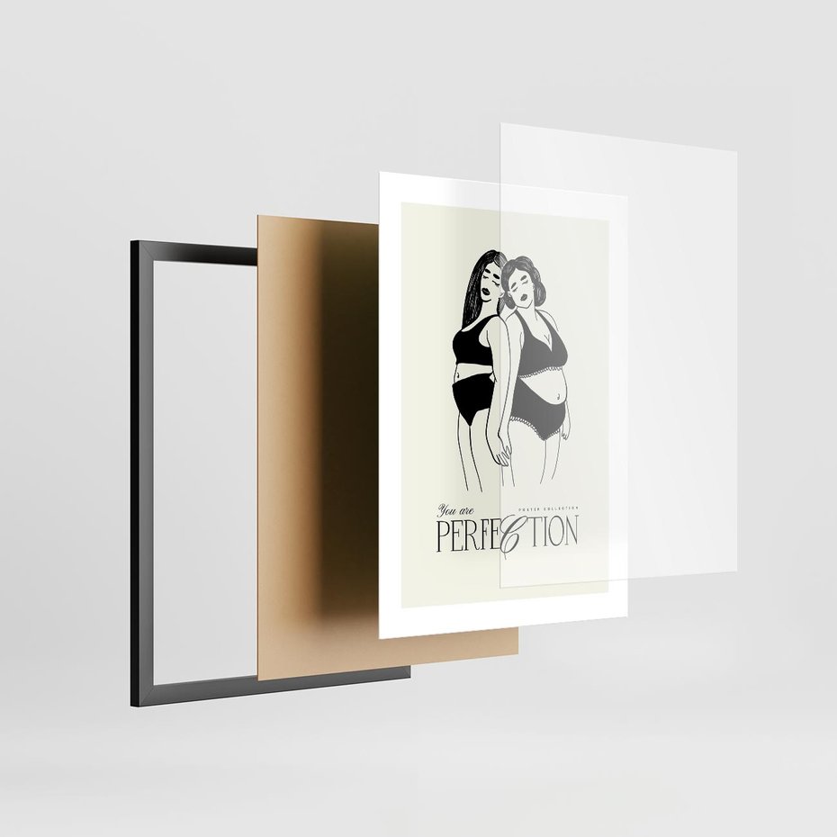 Plakat w ramie 30x40 - Siła i Wspólnota - nowoczesna sztuka kobieca, plakat - rama czarna