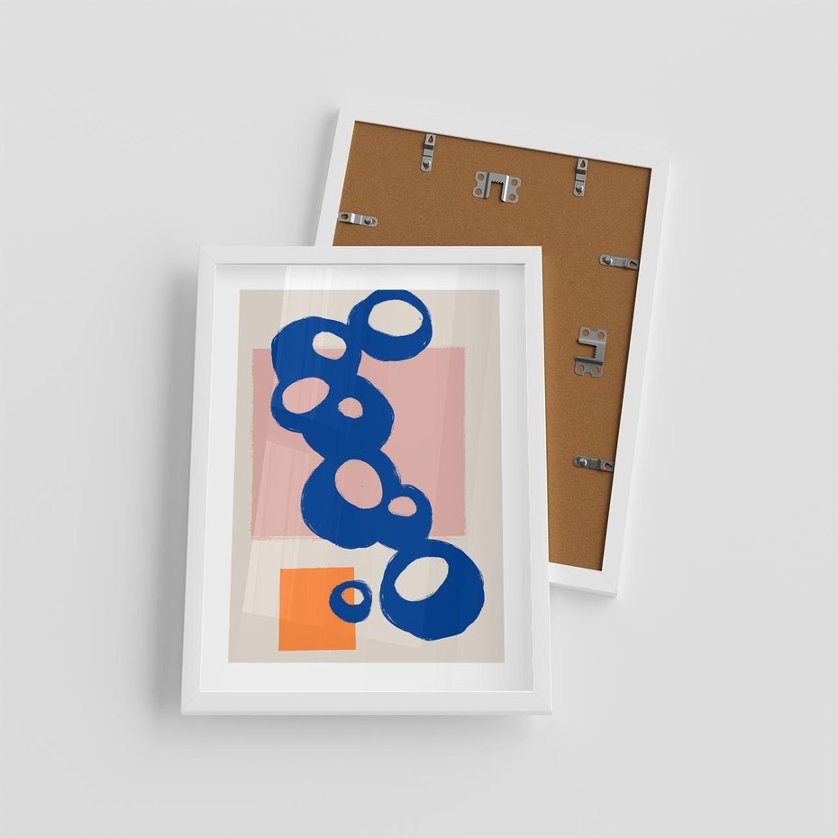 Plakat w ramie 30x40 - Migocące Plamiste Echa - abstrakcja, nowoczesny plakat - rama biała