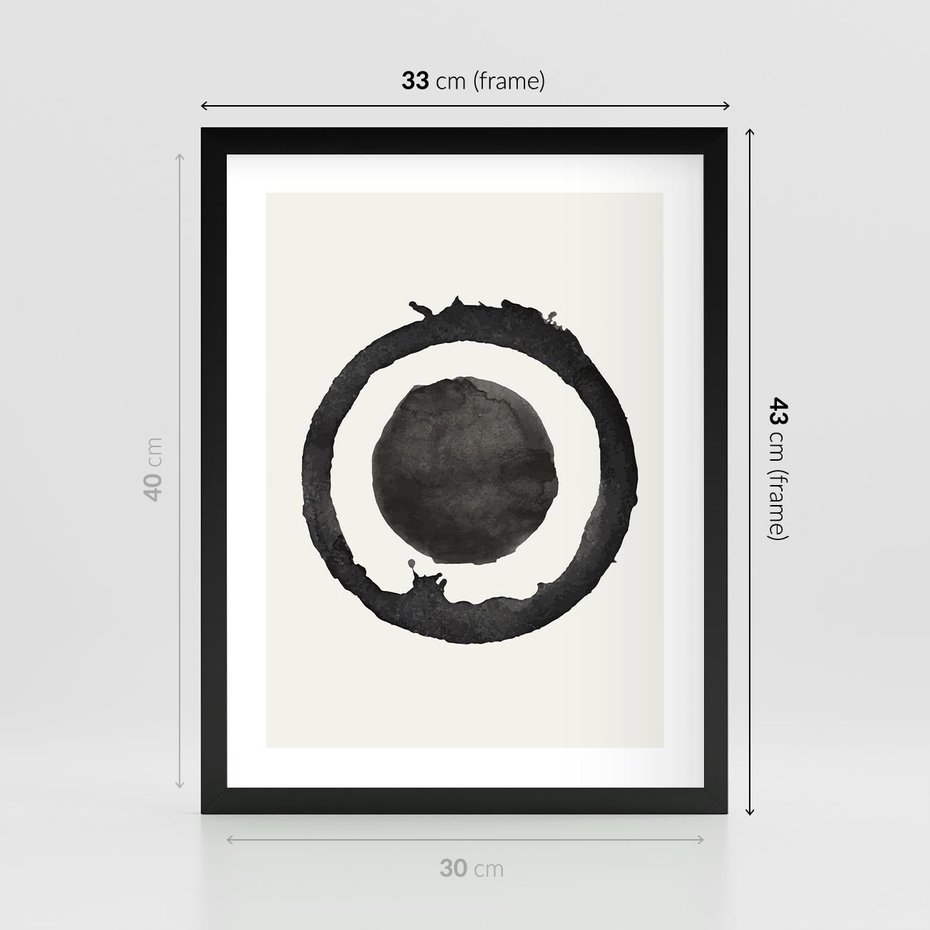 Plakat w ramie 30x40 - Harmonijne Emocje - abstrakcyjne plamy okręgi, akwarelowe - rama czarna