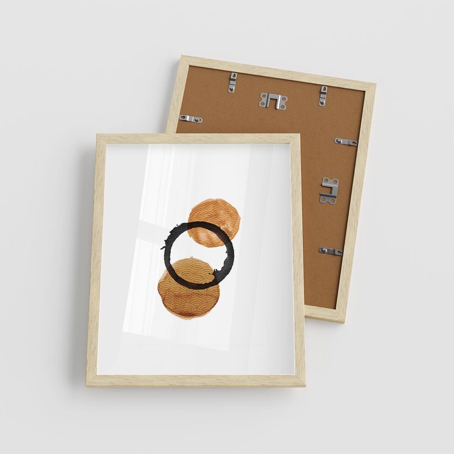 Plakat w ramie 40x50 - Japandi Geometria: Minimalistyczna Grafika - japońska sztuka, geometria - rama drewno