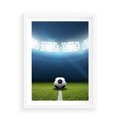 Plakat w ramie 50x70 - Piłka w drodze do gola - piłka, gol - rama biała