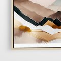 Obraz w ramie 50x50 - Góry Tonące w Pastelach - złote pastelowe góry, akwarela - rama drewno