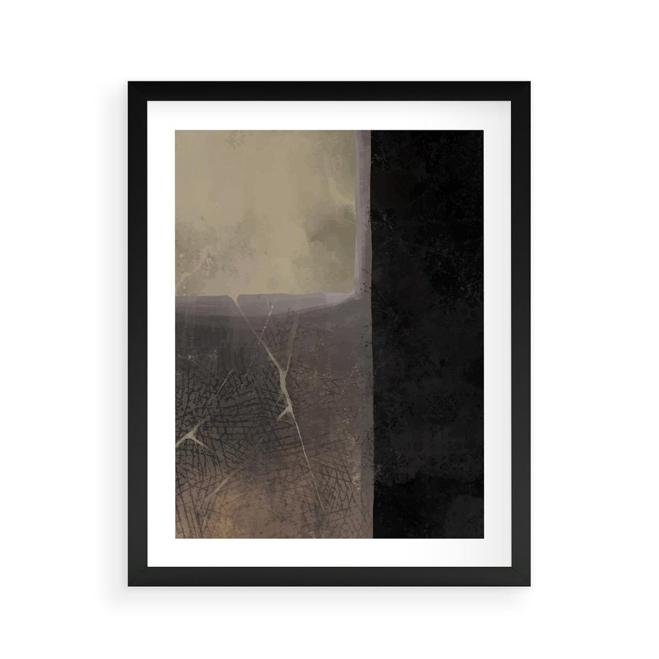 Plakat w ramie 40x50 - Kształty Urywane - mroczny plakat, nowoczesne wnętrza - rama czarna