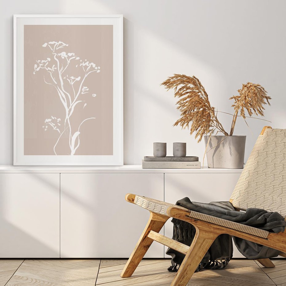 Plakat bez ramy 21x30 - Harmonijne Mini Boho - minimalistyczny delikatny obraz, beżowe odcienie