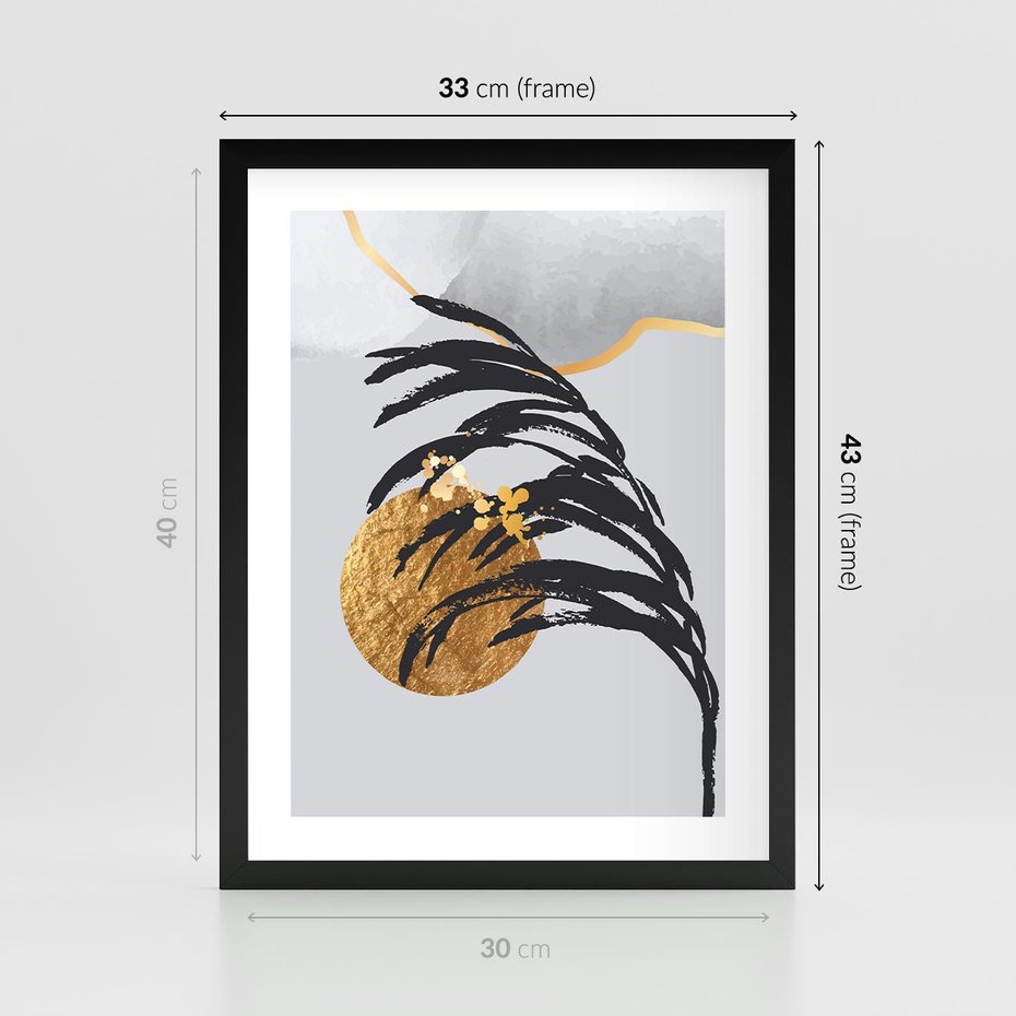 Plakat w ramie 30x40 - Palma w Szkicu - nowoczesna grafika, palma - rama czarna