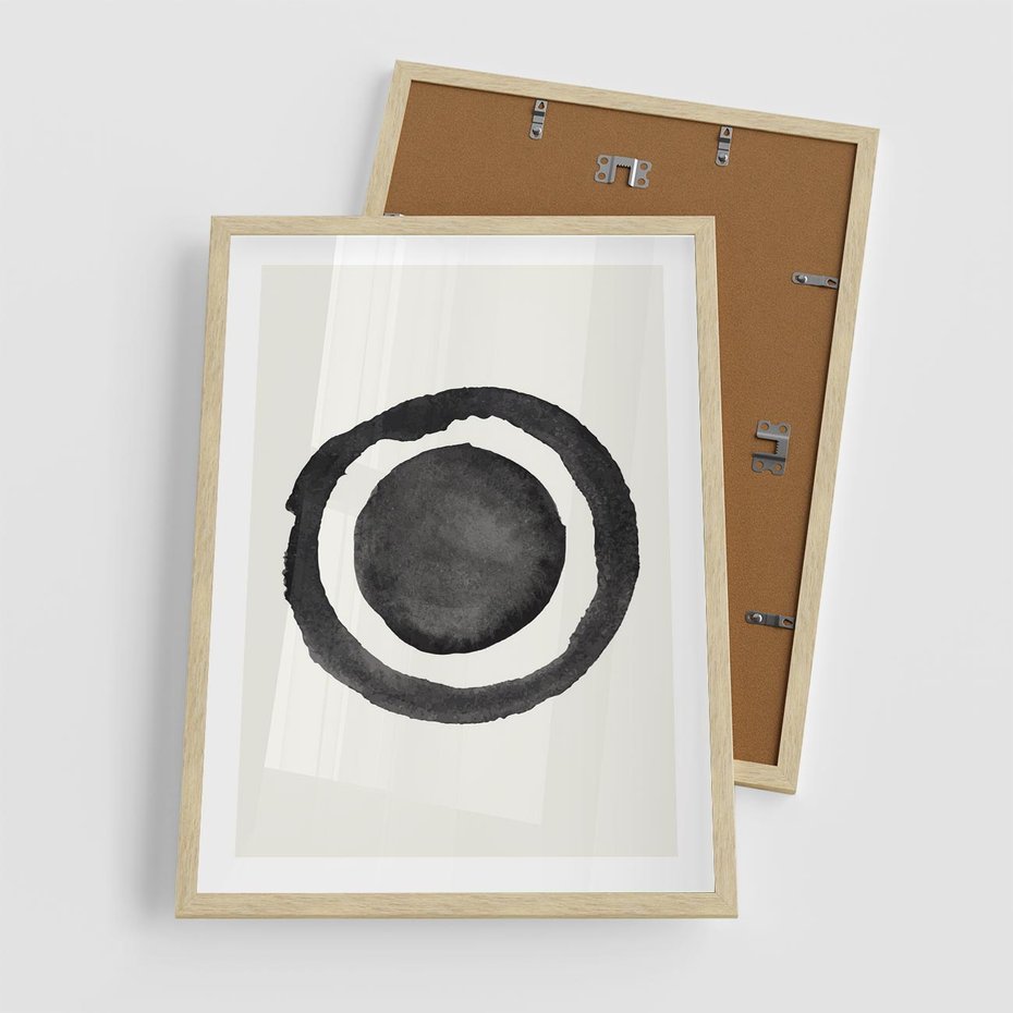 Plakat w ramie 50x70 - Bezgraniczne Widoki - abstrakcyjne plamy okręgi, akwarelowe - rama drewno