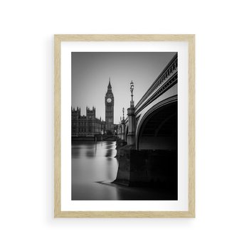 Plakat w ramie 40x50 - Majestatyczny Big Ben w Londynie - Londyn, most - rama drewno