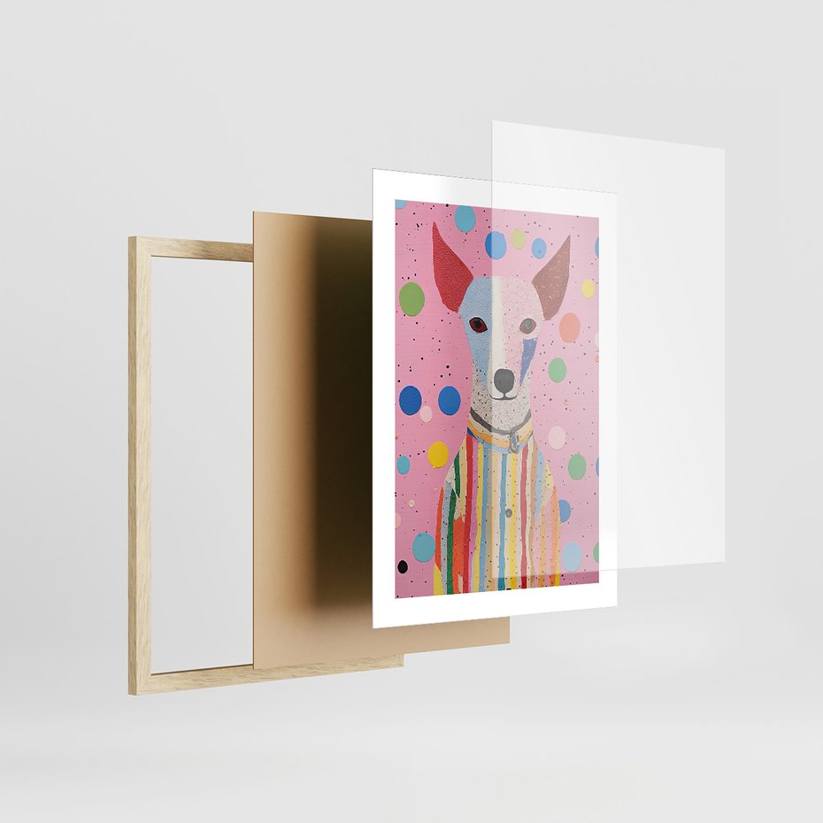 Zestaw obrazy w ramie 50x70 galeria - dla, dzieci, pieski, akwarela - rama drewno