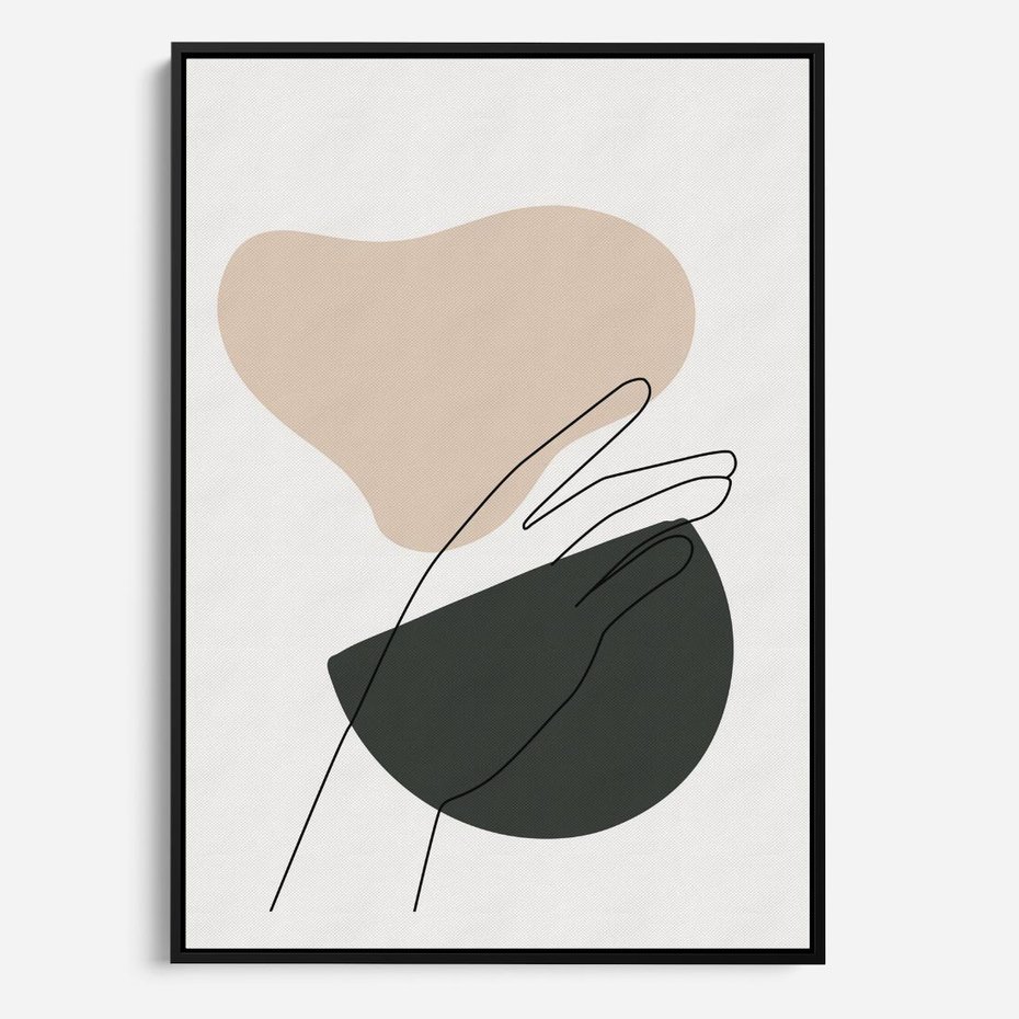 Obraz w ramie 50x70 - Rozkwitająca Opowieść - szkic jedną linią, one lone - rama czarna