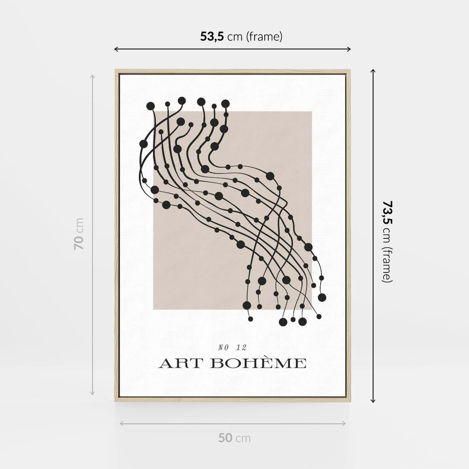 Obraz w ramie 50x70 - Migocące Konstrukcje Abstrakcji - sztuka minimalizmu, biało czarna rycina - rama drewno