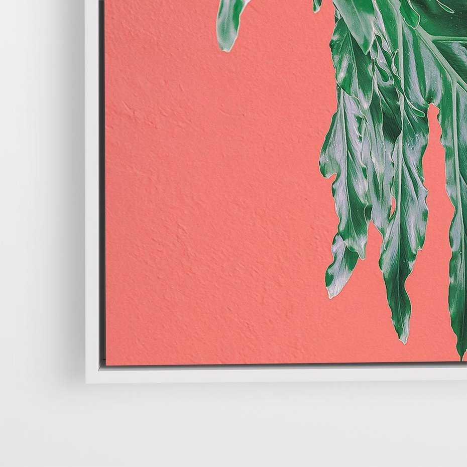 Obraz w ramie 80x80 - Energetyczna Eksplozja Natury - liście, kolor - rama biała