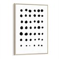 Obraz w ramie 50x70 - Refleksje Światła - minimalistyczna kompozycja, czarne kropkina białym tle - rama drewno