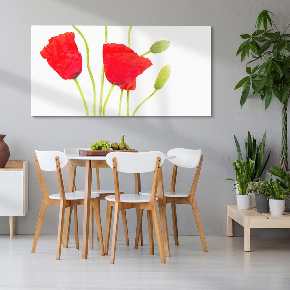 Obraz na płótnie 120x60 - Pola maków w pełnym kolorze - maki, kwiaty