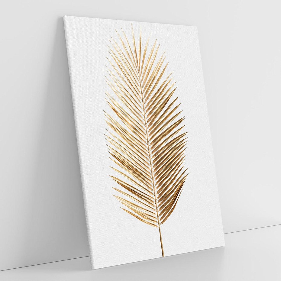 Obraz na płótnie 70x100 - Złoty blask palmowego liścia - złota, palma
