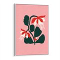 Obraz w ramie 70x100 - Migotliwa Kreatywność - abstrakcyjne kwiaty, różowe tło - rama biała