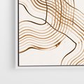 Obraz w ramie 100x70 - Ścieżki pędzla i myśli - minimalistyczna kompozycja, abstrakcyjne brązowe linie na białym tle - rama biała