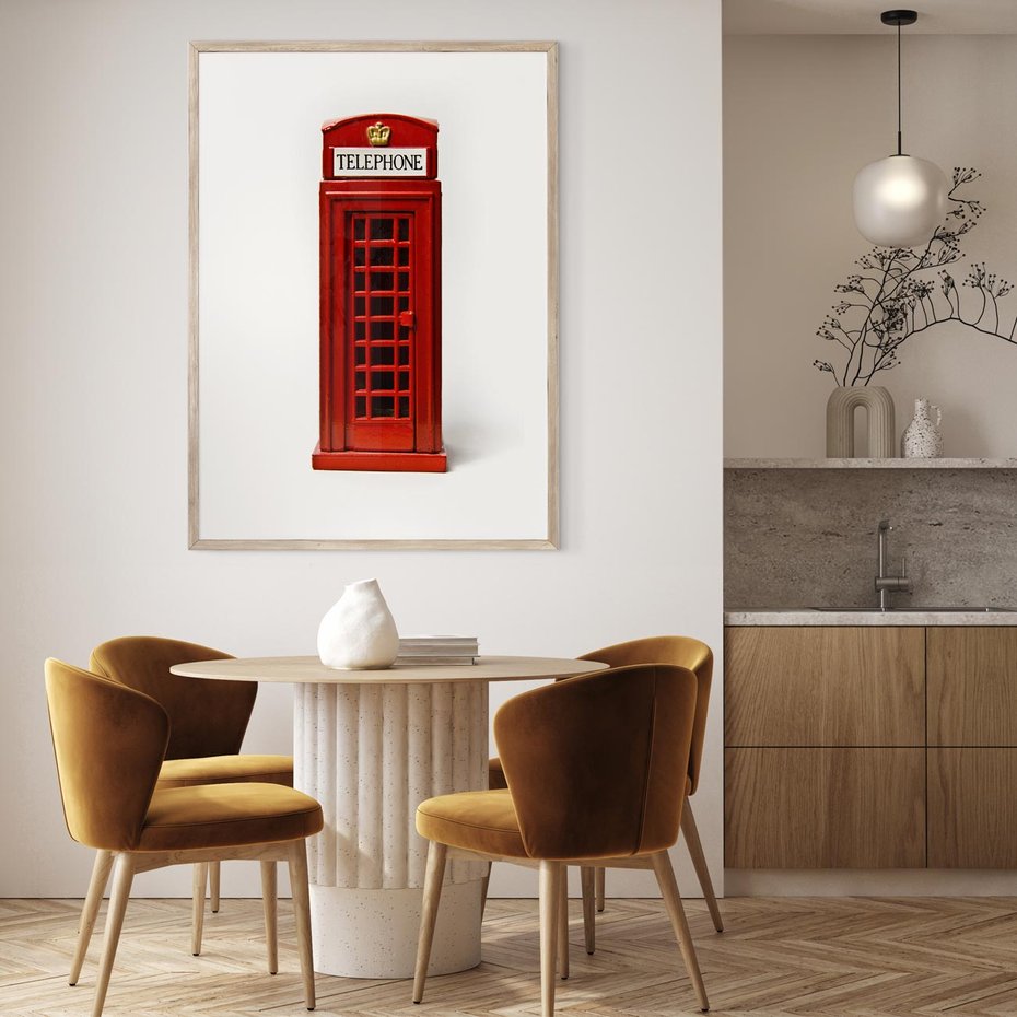 Plakat w ramie 50x70 - Ikona Londynu - Londyn, budka - rama drewno