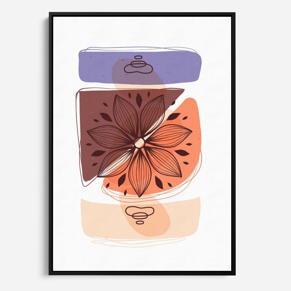 Obraz w ramie 70x100 - Kwiatowa Oaza - abstrakcyjna sztuka, plamy - rama czarna