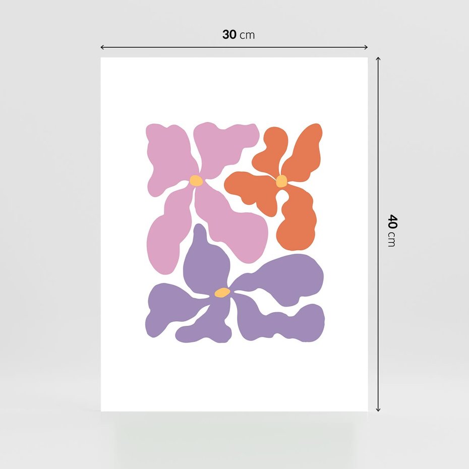 Plakat bez ramy 30x40 - Bezgraniczne Wibracje - abstrakcyjne kolorowe kwiaty, minimlizm