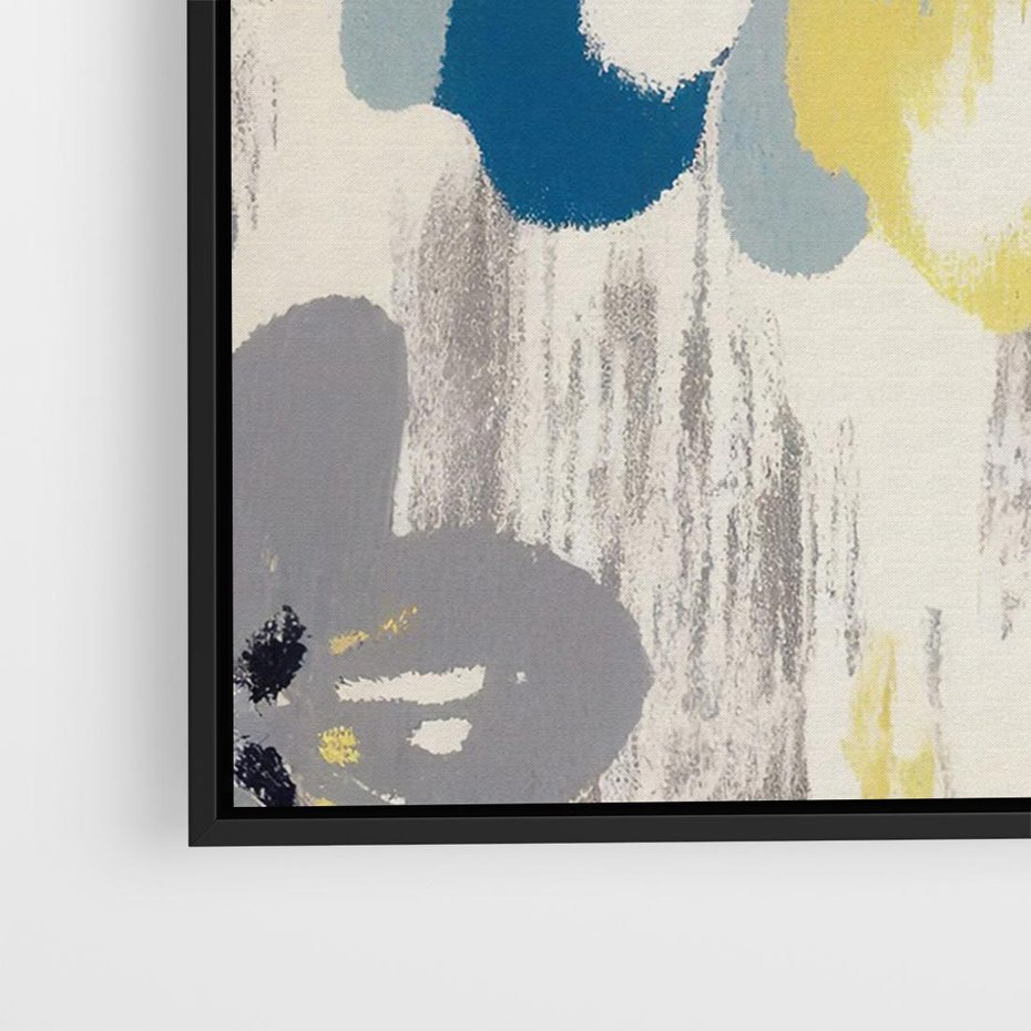 Obraz w ramie 70x50 - Kwiatowe Impresje - malowane duże kwiaty, kolory żółty - rama czarna