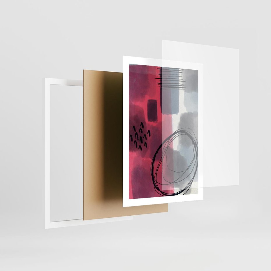 Plakat w ramie 50x70 - Formy w Różu i Granacie - abstrakcja, różne formy - rama biała
