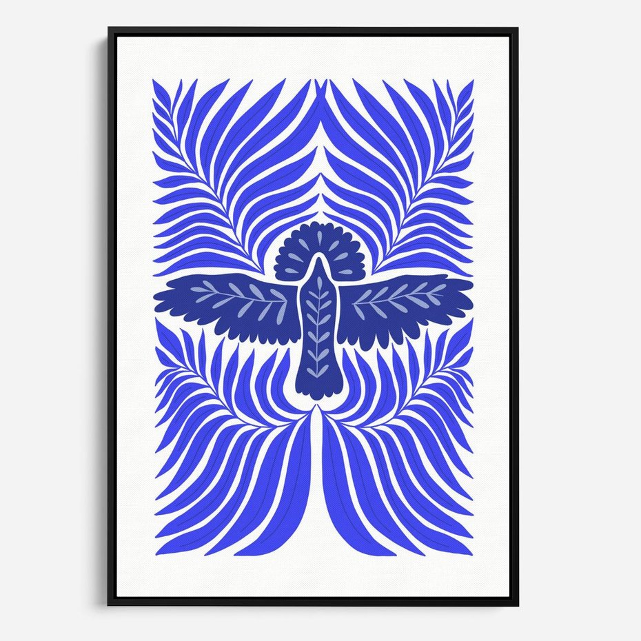 Obraz w ramie 70x100 - Etniczne Rekwizyty - etniczne roślinne wzory, granat - rama czarna