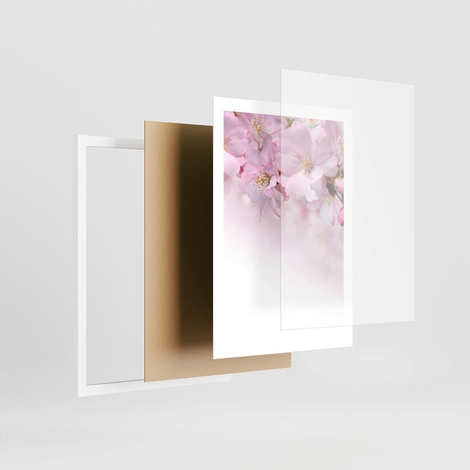 Plakat w ramie 50x70 - Kwitnąca Wiśnia - kwiaty, kwitnącej - rama biała