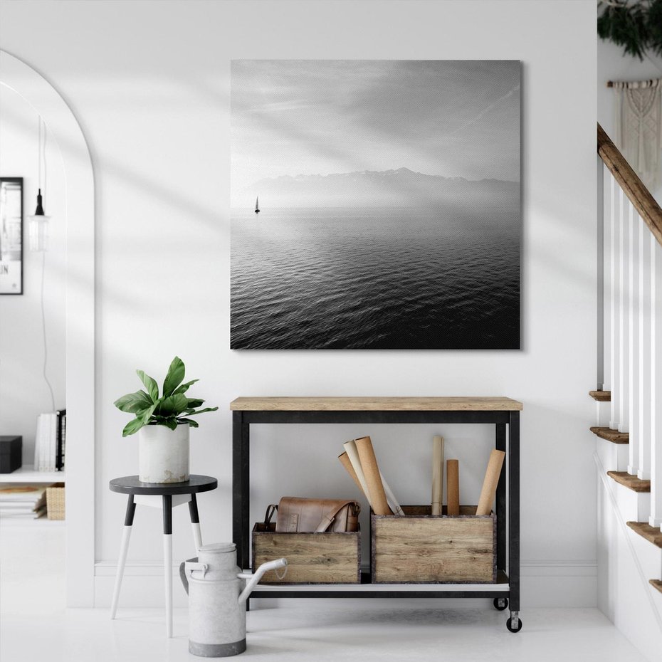 Obraz na płótnie 30x30 - Łódka na morzu - łódka, morze