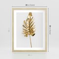 Plakat w ramie 40x50 - Ponadczasowy Urok - złote, liście - rama drewno
