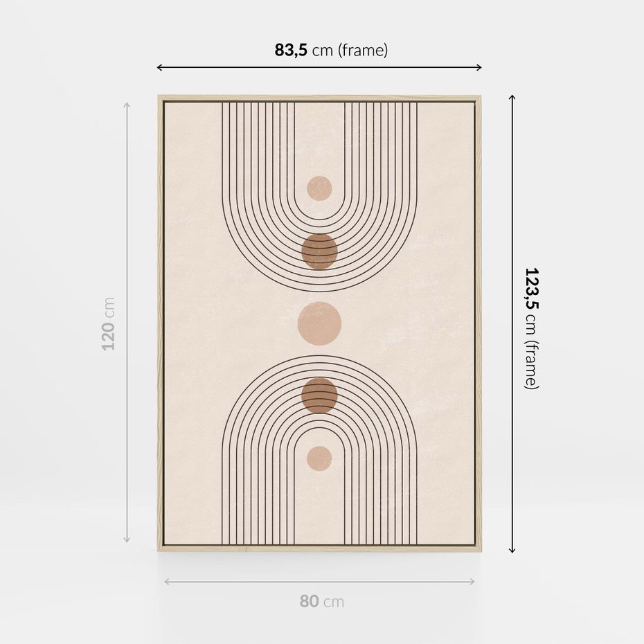 Obraz w ramie 80x120 - Zgeometryzowane Wizje - boho plakat, minimalizm - rama drewno