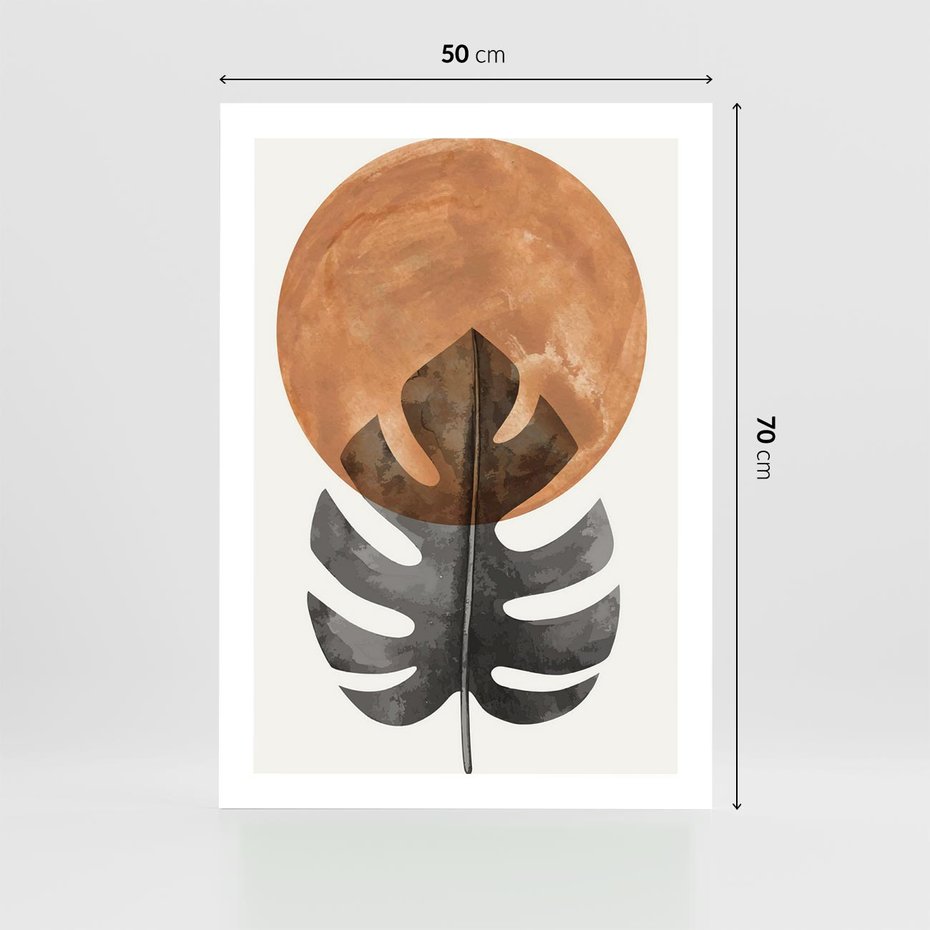 Plakat bez ramy 50x70 - Natura a Sztuka - liść monstery, czarna grafika