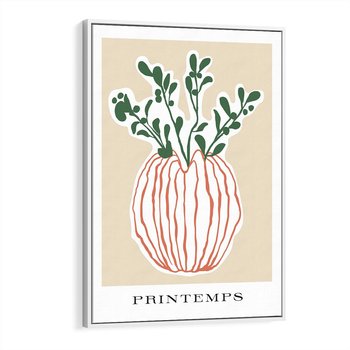 Obraz w ramie 70x100 - Boho Refleksje Natury - gałązki w wazonie, typografia - rama biała