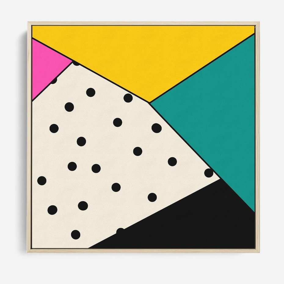 Obraz w ramie 80x80 - Wesołe Geometryczne Kształty - geometryczne kształty, abstrakcja - rama drewno