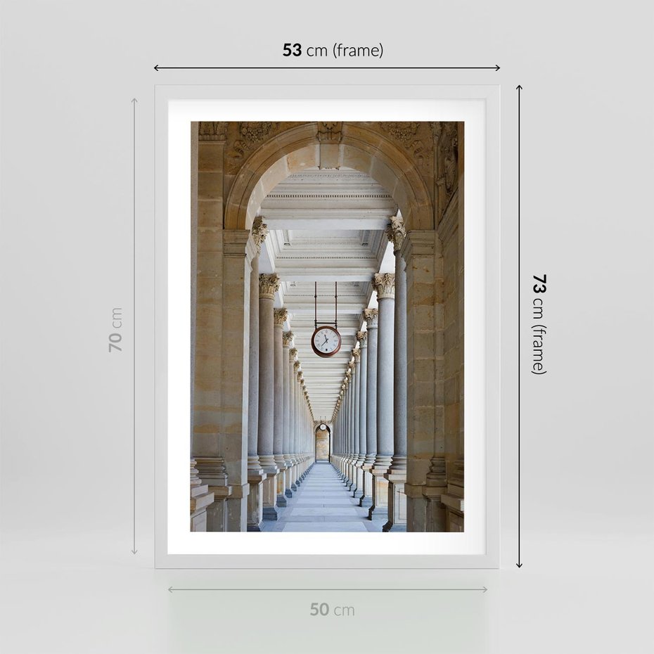 Plakat w ramie 50x70 - Kolumny Czasu - architektura, kolumny - rama biała