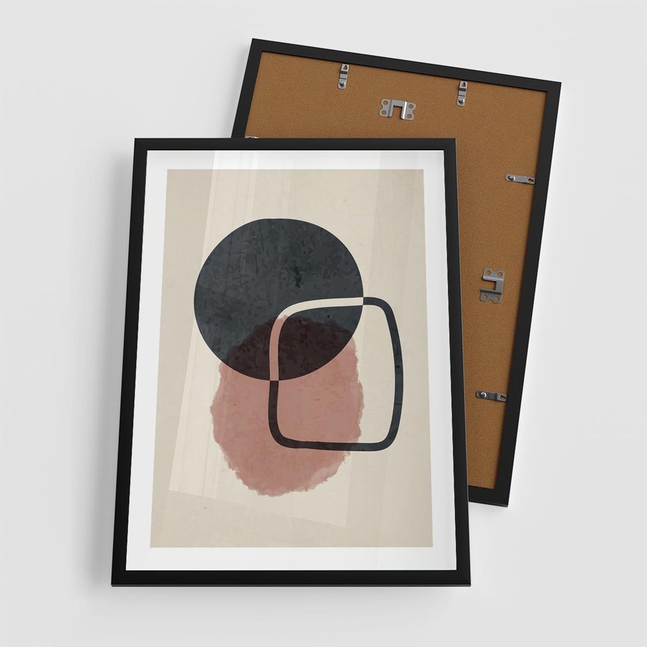 Plakat w ramie 50x70 - Abstrakcyjna Harmonia - abstrakcyjne nieregularne kształty, minimalistyczny plakat - rama czarna