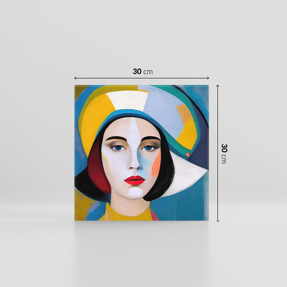 Obraz na płótnie 30x30 - Kształtujące Widzenia - abstrakcyjny obraz olejny, portret twarzy kobiety