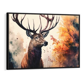 Obraz w ramie 70x50 - Jesienny Monarcha Lasu - grafika komputerowa, na podstawie obrazu - rama czarna