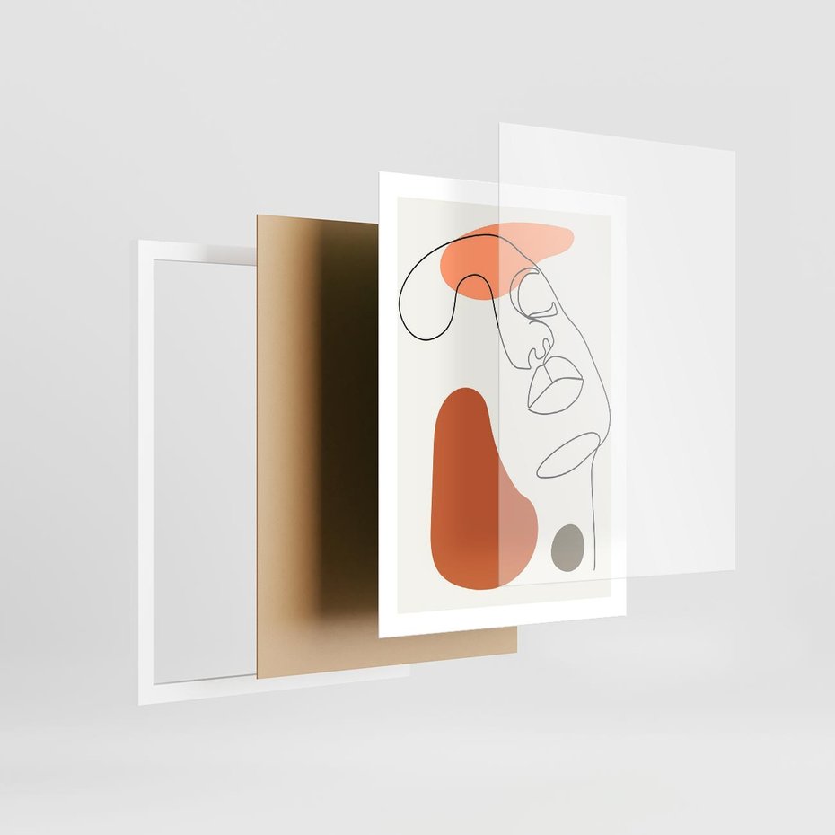 Plakat w ramie 50x70 - Twarz w Geometrycznym Stylu - nowoczesny obraz, grafika - rama biała