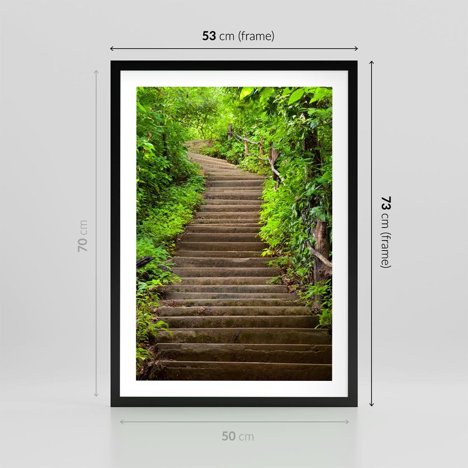 Plakat w ramie 50x70 - Magia Leśnej Ścieżki - ścieżka, w lesie - rama czarna