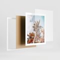 Plakat w ramie 40x50 - Plażowa Idylla z Palmami - palmy, rajska plaża - rama biała