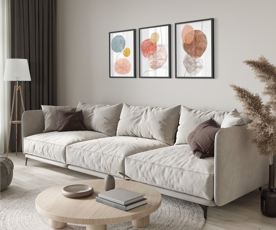 Zestaw obrazy w ramie 50x70 galeria - Abstrakcja, akwarela, plamy - rama czarna