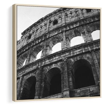 Obraz w ramie 50x50 - Koloseum w Czarnej Bieli - antyczna architektura, koloseum - rama drewno