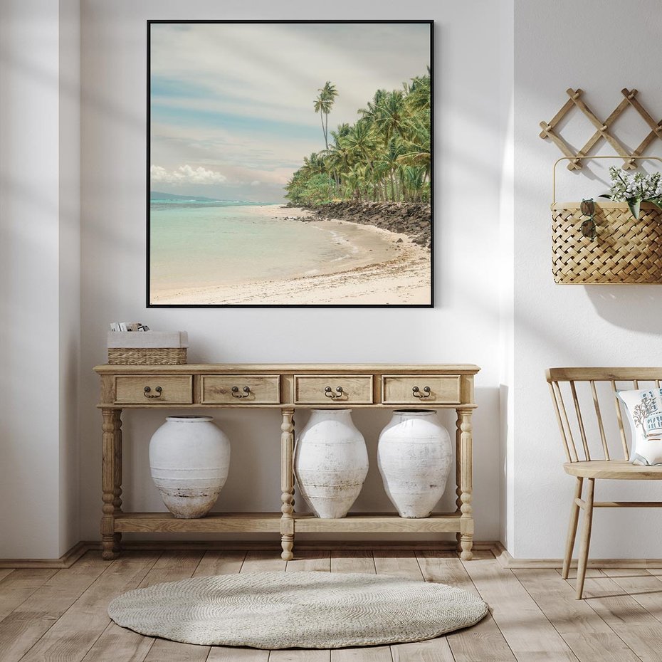 Obraz w ramie 50x50 - Uczta Egzotycznych Marzeń - fotografia, rajska plaża - rama czarna