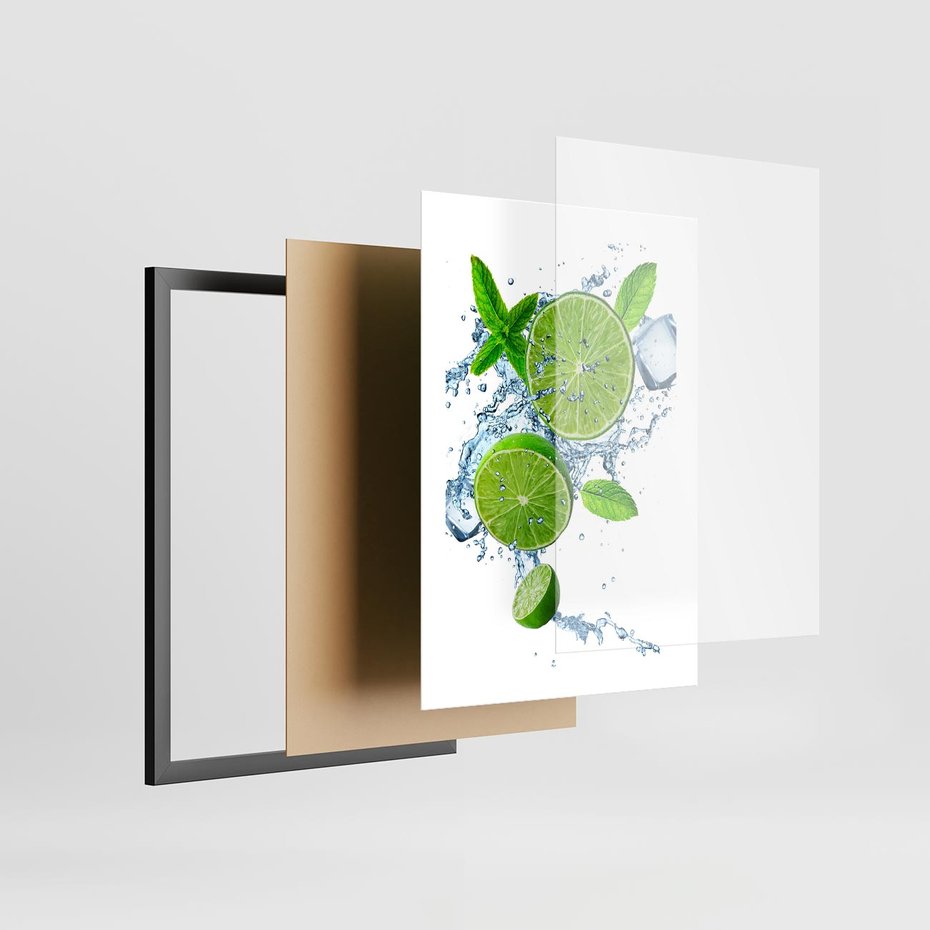Plakat w ramie 30x40 - Świeżość i Witalność - limonka, owoce - rama czarna