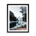 Plakat w ramie 50x70 - Zamarznięta Rzeka - zima w górach, zamarznięta rzeka - rama czarna