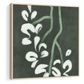 Obraz w ramie 50x50 - Rozkwitające Zielone Gałęzie - abstrakcyjne delikatne zielone linie, podobne do gałęzi kwiatów - rama drewno